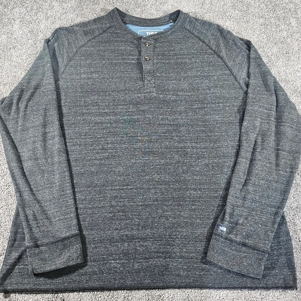 The North Face Henley Mens XL‎ Gray Long Sleeve Heathered Tri-Blend Pullover